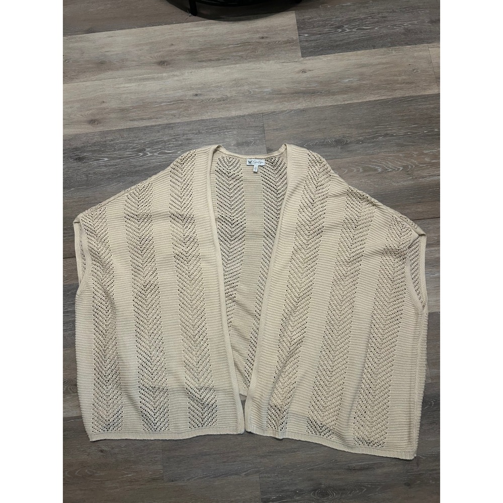 Jessica Simpson Open Knit Cardigan Duster Sweater Lightweight Beige‎ Size 1X2X
